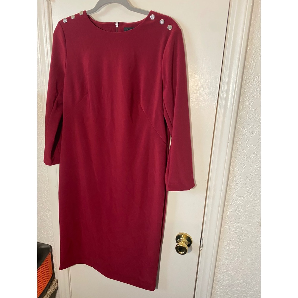 Lauren Ralph Lauren Dress Women's Size 12 Garnet Red Sheath Career NWT‎ - Picture 2 of 7